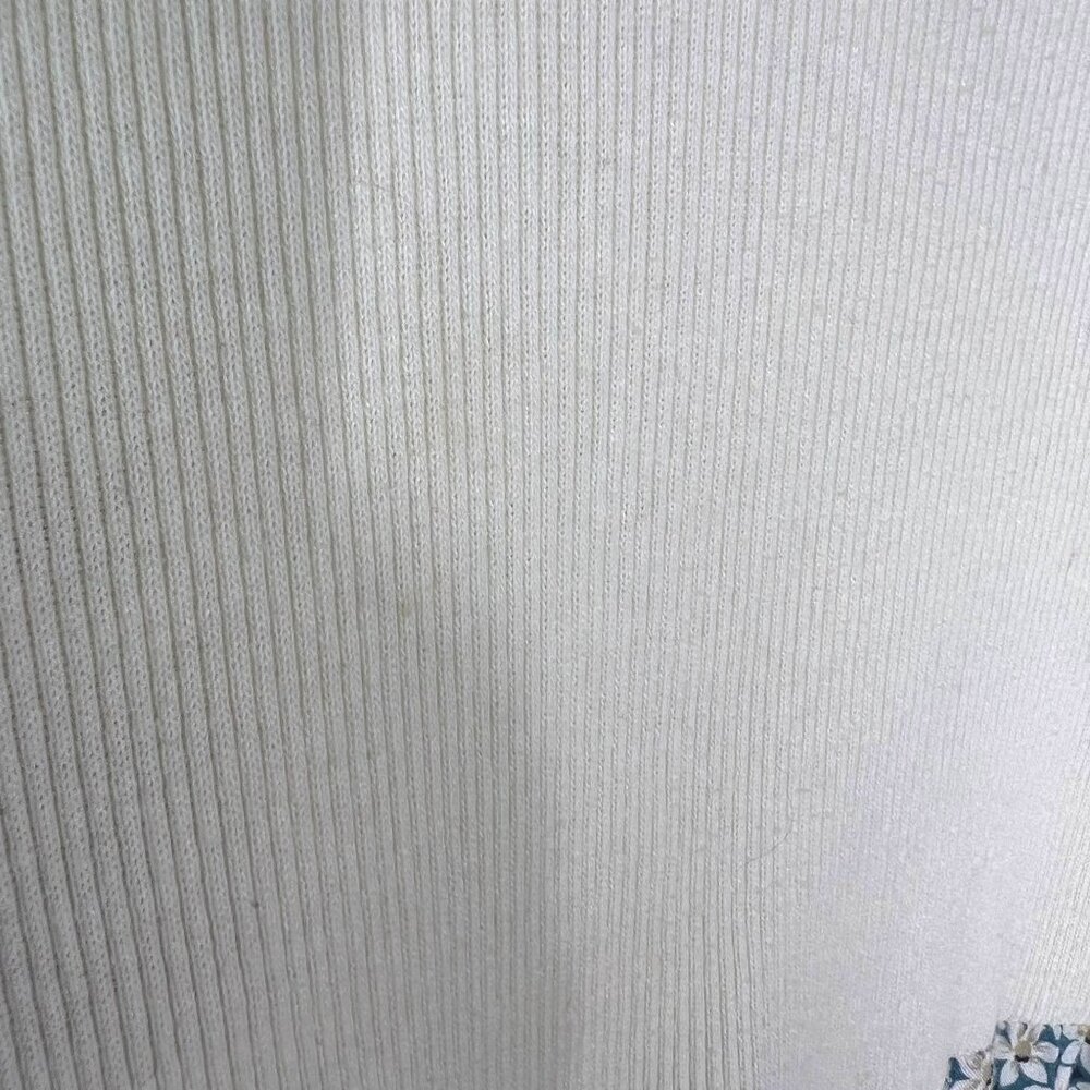 Vintage 90s Off White Blue Floral Short Sleeveless Sundress Medium - Picture 11 of 11